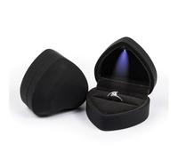 GMGQJST Caja Anillo Caja de Anillo de joyería, Collar de Goma de Terciopelo de Lujo, Colgante, Regalos, Pantalla con luz for propuesta, Caja de Compromiso y Boda, 1 Uds.(B-Black)