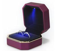 GMGQJST Caja Anillo Caja de Anillo de joyería, Collar de Goma de Terciopelo de Lujo, Colgante, Regalos, Pantalla con luz for propuesta, Caja de Compromiso y Boda, 1 Uds.(Purple)