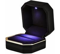 GMGQJST Caja Anillo Caja de Anillo de joyería, Collar de Goma de Terciopelo de Lujo, Colgante, Regalos, Pantalla con luz for propuesta, Caja de Compromiso y Boda, 1 Uds.(Black)