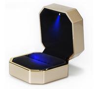 GMGQJST Caja Anillo Caja de Anillo de joyería, Collar de Goma de Terciopelo de Lujo, Colgante, Regalos, Pantalla con luz for propuesta, Caja de Compromiso y Boda, 1 Uds.(Gold)