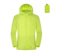 GMGQJST Chubasquero Mujer Sun Protection Coats Ultra Light Portable Foldable Hooded Windbreaker Jacket Unisex Anti UV Waterproof Camping Rain Jacket(Fluorescent Green,L)