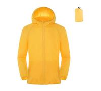 GMGQJST Chubasquero Mujer Sun Protection Coats Ultra Light Portable Foldable Hooded Windbreaker Jacket Unisex Anti UV Waterproof Camping Rain Jacket(Yellow,XXL)