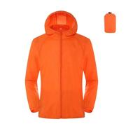 GMGQJST Chubasquero Mujer Sun Protection Coats Ultra Light Portable Foldable Hooded Windbreaker Jacket Unisex Anti UV Waterproof Camping Rain Jacket(Orange,XL)