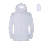 GMGQJST Chubasquero Mujer Sun Protection Coats Ultra Light Portable Foldable Hooded Windbreaker Jacket Unisex Anti UV Waterproof Camping Rain Jacket(White,XL)