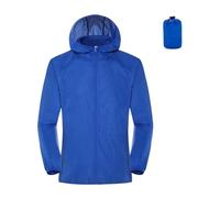 GMGQJST Chubasquero Mujer Sun Protection Coats Ultra Light Portable Foldable Hooded Windbreaker Jacket Unisex Anti UV Waterproof Camping Rain Jacket(Blue,XL)