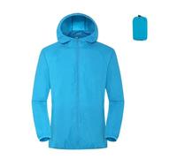 GMGQJST Chubasquero Mujer Sun Protection Coats Ultra Light Portable Foldable Hooded Windbreaker Jacket Unisex Anti UV Waterproof Camping Rain Jacket(SKY BLUE,XXXL)
