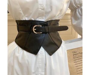 GMGQJST Corset Mujer Cinturones Anchos clásicos con Hebilla, Cinturilla elástica Negra de PU, corsé a la Moda, cinturón Waspie, Vestido clásico, Faja for Abrigo for Mujeres y niñas(Black)