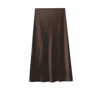 GMGQJST Falda Saten Falda Midi De Satén Con Cintura Elástica For Mujer, Estilo Informal, De Seda, Larga Y Elegante, For Primavera(Brown,M)