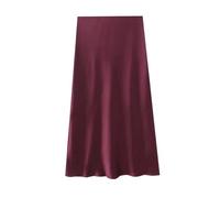 GMGQJST Falda Saten Falda Midi De Satén Con Cintura Elástica For Mujer, Estilo Informal, De Seda, Larga Y Elegante, For Primavera(Burgundy,S)