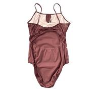 GMGQJST Maillot Ballet Mujer Leotardo de ballet for mujer, elegante mono de baile for adultos, ropa de práctica diaria de ballet y yoga, leotardo de encaje(Red coffee,L)