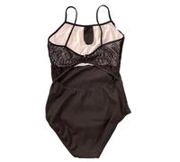 GMGQJST Maillot Ballet Mujer Leotardo de ballet for mujer, elegante mono de baile for adultos, ropa de práctica diaria de ballet y yoga, leotardo de encaje(Black,S)