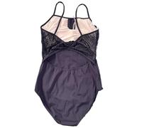 GMGQJST Maillot Ballet Mujer Leotardo de ballet for mujer, elegante mono de baile for adultos, ropa de práctica diaria de ballet y yoga, leotardo de encaje(Dark blue,L)