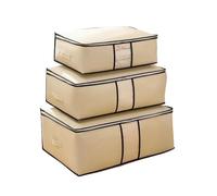 GMGQJST Organizador Plegable 1 bolsa de almacenamiento de ropa plegable, no tejida, visual, for organizar colchas, con asa, for guardarropa(Beige L)