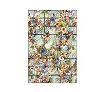 GMGQJST Vinilo Ventana Privacidad Película de Ventana de Flor Retro, Pegatina electrostática, Adhesivo de Vidrio Coloreado, Resistente a los Rayos UV, Pegatina de Puerta Resistente al Calor(90x200cm)