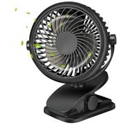 GMGXX Ventilador USB Pequeño con Pinza & 3 Velocidades, 4800mAh Bateria Recargable Ventilador Portatil, 720° Giratorio Mini Ventilador para Dormitorio, Oficina, Coche, Camping, Cochecito
