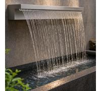 GmhXylophyte Cascada De Acero Inoxidable Plateado De - Kit para Fuente De Piscina Exterior, Superficie De Acero Inoxidable Lisa Que Evita La AcumulacióN De Suciedad K200cm