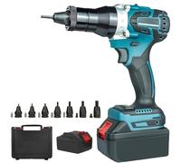 GmhXylophyte Kit De Remachadora EléCtrica Resistente, Herramienta Remachadora AutomáTica InaláMbrica, para Remaches, Tuercas De Remache, Funda De Transporte Incluida