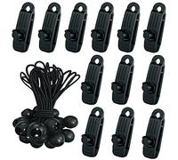 Gmili 24 Juegos de Kits de Clips para Lonas, 12x Pinzas de Lona Multifuncional/Abrazaderas resisten 60 mph Fuerte Viento, 12x Tensores de Tiendas de Campaña para toldos/tarp/caravanas/Camping