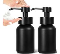 GMISUN Dispensador de jabón de espuma, 250 ml, dispensador de jabón de espuma negro mate de cristal para cocina, 2 unidades moderno dispensador de espuma para baño, dispensador de espuma de jabón