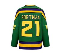 Gmjay Portman # 21 Mighty Ducks Hockey sobre Hielo Jersey Película Hockey Verde Cosido Letras Números S-XXXL,S