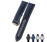 GMJGCIRVC 19mm 20mm Woven Nylon Watch Strap Black Blue Deployment Buckle Leather Watch Bands For Omega AT150 AQUA TERRA