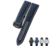 GMJGCIRVC 19mm 20mm Woven Nylon Watch Strap Black Blue Deployment Buckle Leather Watch Bands For Omega AT150 AQUA TERRA