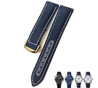 GMJGCIRVC 19mm 20mm Woven Nylon Watch Strap Black Blue Deployment Buckle Leather Watch Bands For Omega AT150 AQUA TERRA