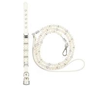 GMJGCIRVC 2 piezas Collar y correa de perlas para perros Carrillo de acero de acero para mascotas ajustables para gatos y perros para caminar y entrenar