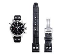 GMJGCIRVC 21mm 22mm Italy Cowhide Soft Leather Watchband For IWC Pilot Mark 18 Soft Brown Watch Strap Folding Clasp