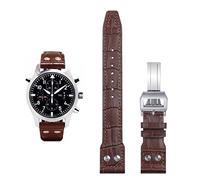 GMJGCIRVC 21mm 22mm Italy Cowhide Soft Leather Watchband For IWC Pilot Mark 18 Soft Brown Watch Strap Folding Clasp