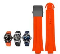 GMJGCIRVC 24mm*12mm Lug End Rubber Waterproof Watchband for Oris Wristband Silicone Watch Strap Stainless Steel Folding Clasp (Color : Blue-No Buckle, Size : 24-12mm)