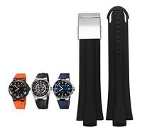 GMJGCIRVC 24mm*12mm Lug End Rubber Waterproof Watchband for Oris Wristband Silicone Watch Strap Stainless Steel Folding Clasp (Color : Orange-No Buckle, Size : 24-12mm)