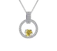 GMJGCIRVC Accesorios Collar de moissanita de 1 quilate para Mujer, Collares con Colgante de Diamantes Rosa/Azul/Amarillo de Color D, Collares para Esposa mamá