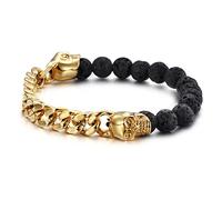 GMJGCIRVC Acero inoxidable Pulseras Lava Stone and Curb Cadena Pulsera