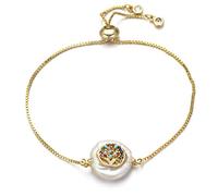 GMJGCIRVC Cadena de control deslizante familiar de niños y niñas conchas naturales de circonía cúbica Joya de moda para mujeres