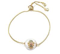 GMJGCIRVC Cadena de control deslizante familiar de niños y niñas conchas naturales de circonía cúbica Joya de moda para mujeres