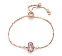 GMJGCIRVC Cadena deslizante de circonita cúbica de corte cuadrado, cristal rosa, joyería femenina, A, Estándar, Estándar