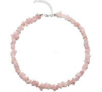 GMJGCIRVC collar Collar de cristal para mujer, piedra delicada boho natural cuarzo rosa irregular collar vel Reiki amuleto chakra cadena yoga meditación joyería niña mujer