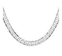 GMJGCIRVC Collar de Cadena Figaro Lateral Plano de 16/18/20/22/24 Pulgadas y 8mm para Mujer y Hombre, joyería de Boda