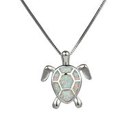 GMJGCIRVC Collares con Colgante de Tortuga para Mujer, Collar de ópalo de Fuego Blanco, Azul, Verde, joyería de Boda Hecha en China