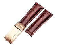 GMJGCIRVC Correa de bandas de relojes de pantorrilla de 20 mm para la fecha de día de la fecha de justo correas de cuero genuinas de cuero de vaca mira pulsera para el cierre plegable de Daytona