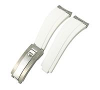 GMJGCIRVC Curved End Metal Link Rubber Watchband 20mm For GMT Slide Lock Buckle Silicone Sport Watch Strap