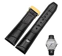 GMJGCIRVC Genuine Leather watchband For watches strap black brown 20mm 22mm with folding buckle bracelet