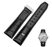 GMJGCIRVC Genuine Leather watchband For watches strap black brown 20mm 22mm with folding buckle bracelet