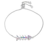 GMJGCIRVC Hermoso Multicolor Cubic Zirconia Fishbone For Women Girls Ajuste de la joyería de cadena