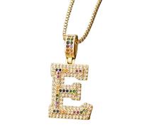 GMJGCIRVC necklace 2025 Gift 26 Alphabet Pendant Necklace Multicolor Zircon Initial Letter Couple Name Jewelry Gifts For Women With You Accessories Creative