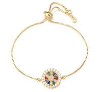 GMJGCIRVC Preciosa cadena ajustable redonda de circonita cúbica para mujer, joyería de boda