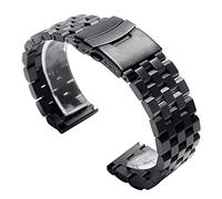 GMJGCIRVC Reloj Strap 22/20 mm plateado/negro de acero inoxidable Banda de reloj de 24 mm Plegado de seguridad Relojes de seguridad Reemplazo de pulsera de correa