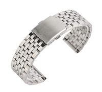GMJGCIRVC Strap 18/20/Silver Hollow Stainless Steel Strap Folding Clasp With Safety Band Men Women Watches Replacement Bracelet Bracelet (Band Width : 20mm)