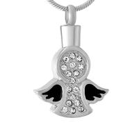 GMLRTOSPT Colgante de ángel, joyería de cremación, Recuerdo de Cenizas, Collar de Hadas, Elfo, Mascota, urna Conmemorativa Humana, medallón, joyería de Recuerdo para Mujeres, Plata y Blanco